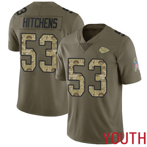 Youth Kansas City Chiefs #53 Hitchens Anthony Limited Olive Camo 2017 Salute to Service Nike NFL Jersey->youth nfl jersey->Youth Jersey